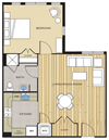 1 Bed1 Bath 672sf Floor Plan 1 Bed1 Bath 672sf Floor Plan at Clayborne Apartments, Alexandria